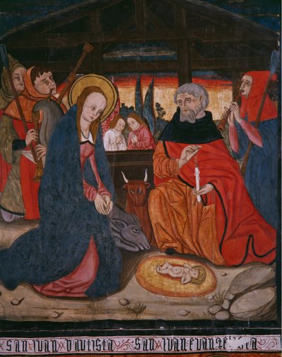Nativity, panel fra kirken San Andres of Tortura, slutten av 1400-tallet-begynnelsen av 1500-tallet (malt tre) av Spanish School