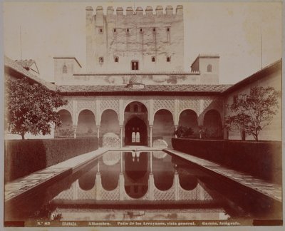 Courtyard of the Myrtles, Alhambra, ca. 1875-80 (sepia-bilde) av Spanish School