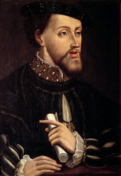 Portrett av Karl V (1500-1558) keiser av Tyskland Maleri av den spanske skolen. Det 16. århundre av Spanish School
