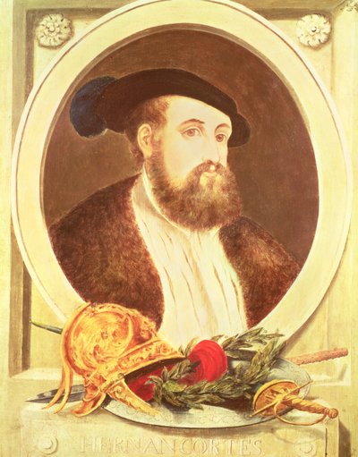 Portrett av Hernan Cortes (1485-1547) av Spanish School