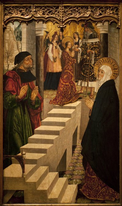 Presentasjon av jomfruen ved tempelet. Maleri av en mester i Burgos (aktiv mellom 1465 og 1490), spansk kunst av Spanish School