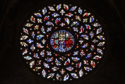 Rosevindu som viser Jomfruens himmelfart, ca. 1460 av Spanish School