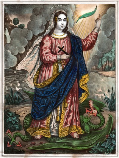 Den hellige Margareta av Antiokia. (gravering, ca. 1830) av Spanish School