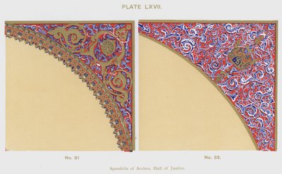 Spandrils of Arches, Hall of Justice (farge litho) av Spanish School