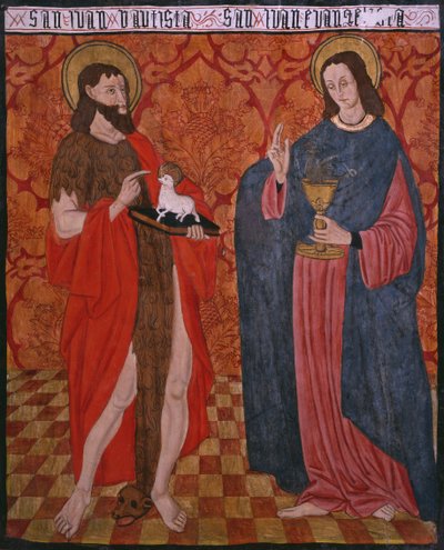St. Johannes døperen og St. Johannes evangelisten, panel fra kirken San Andres of Tortura, slutten av 1400-tallet-begynnelsen av 1500-tallet (malt tre) av Spanish School