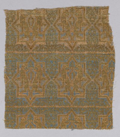 Tekstilfragment fra Chasuble of San Valerius (silke, forgylt dyresubstrat rundt en silkekjerne) av Spanish School