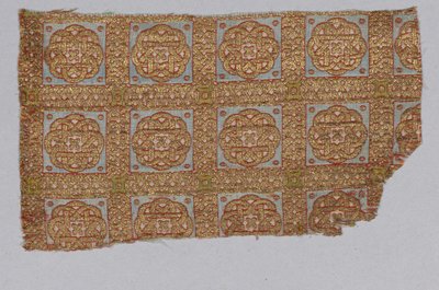 Tekstilfragment fra Dalmatikken i San Valerius (silke, forgylt dyresubstrat rundt en silkekjerne) av Spanish School