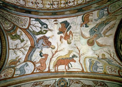 Bebudelsen til hyrdene, detalj fra hvelvet til Panteon de los Reyes (Kings Pantheon) av Spanish School