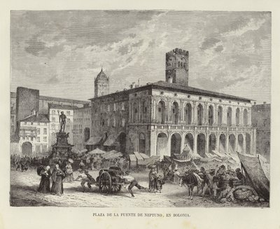 Neptunfontenen i Bologna, Italia av Spanish School