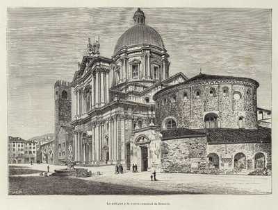 Den gamle og den nye katedralen i Brescia av Spanish School