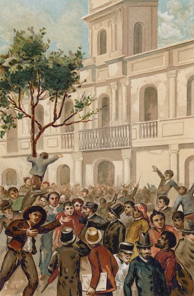 Opprør mot president Juarez Celman fra Argentina, Buenos Aires, 1890 av Spanish School