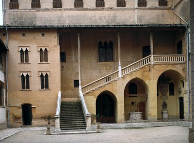 Utsikt over hertugpalasset til Francois Borgia, hertugen av Gandia (1510-1572). Gandia, Spania (bilde) av Spanish School