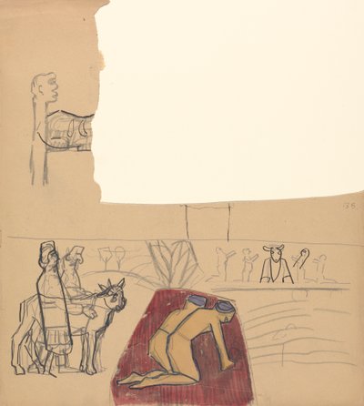 Cave of the Golden Calf: Design for et dekorativt panel, tilbedere og kalv av Spencer Frederick Gore
