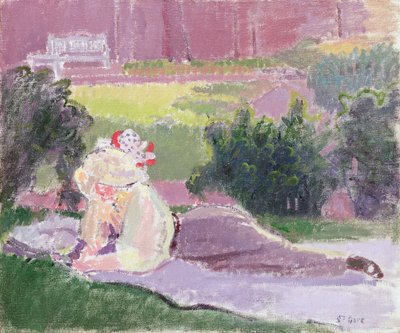 Kunstnerens kone i Garden of Rowlandson House av Spencer Frederick Gore