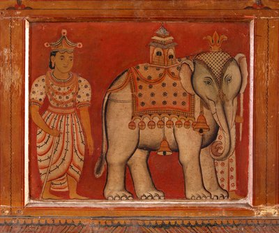 Veggmaleri av en elefant i Subodharama-tempelet, Dehiwala (veggmaleri) av Sri Lankan School