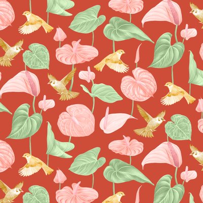 Anthurium-mønster, 2021 (grafittblyant og digital) av Stacy Hsu