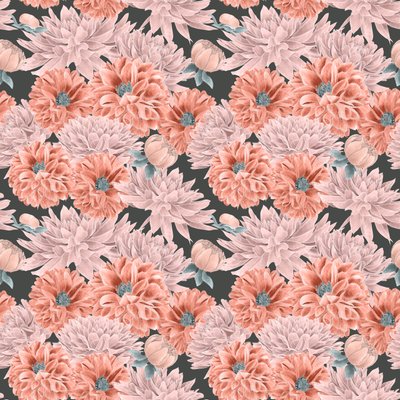 Dahlia hero pattern colorway 1, 2020 (grafittblyant og digital) av Stacy Hsu