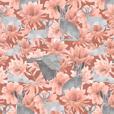 Mojave-ørkenen jackrabbit-mønster, 2021 (grafittblyant og digital) av Stacy Hsu
