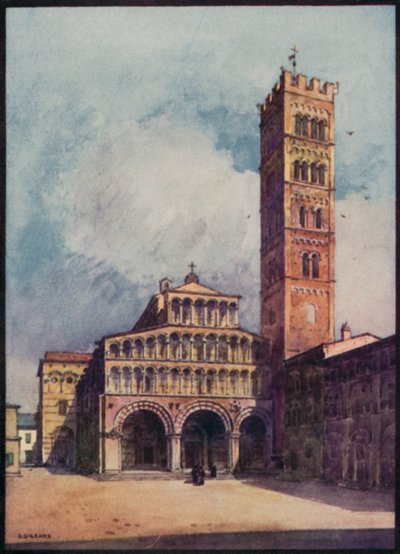 Italienske katedraler: Lucca-katedralen (farge litho) av Stafford Leake