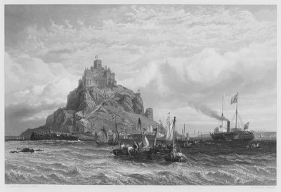 Royal Yacht utenfor Mount St Michael, fra bildet i Royal Collection av Stanfield
