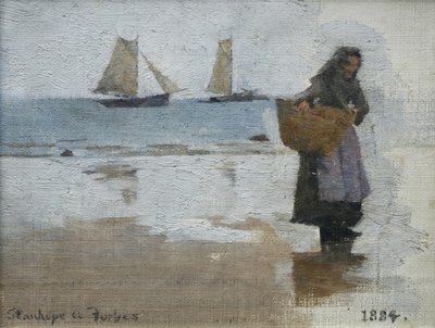 Fisherwoman på en strand av Stanhope Alexander Forbes
