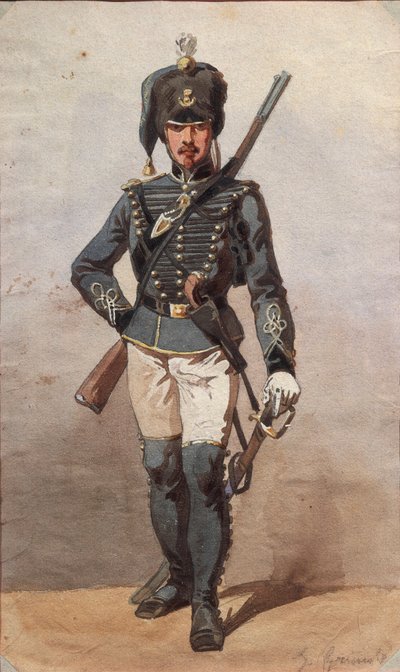Studie av uniformer, Tegning av Stanislao Grimaldi del Poggetto av Stanislas Grimaldi del Poggetto