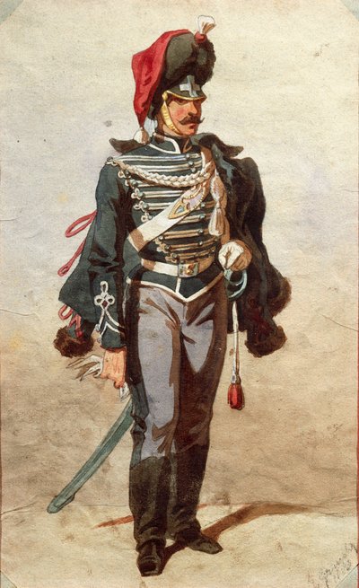 Studie av uniformer, Tegning av Stanislao Grimaldi del Poggetto av Stanislas Grimaldi del Poggetto