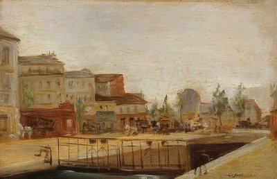 Canal Saint-Martin i Paris med lås av Stanislas Lepine