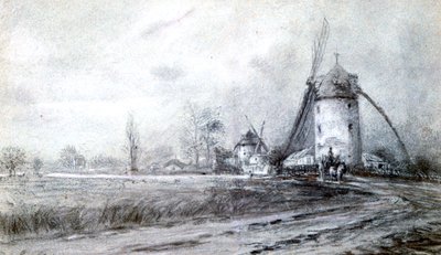 Landskap med vindmølle, c1855-1892 av Stanislas Lepine