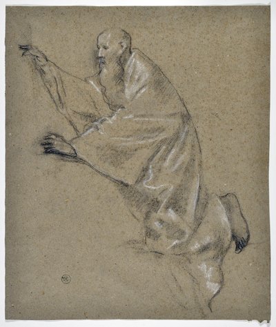 Studie av mandrapering, knelende (tegning) av Stanislas Torrents y de Amat