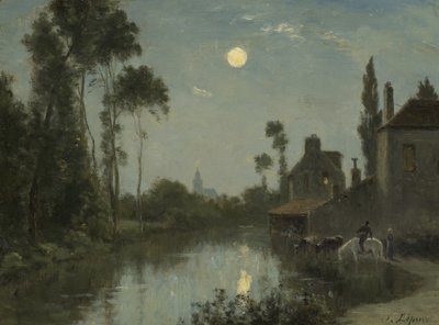 Moonlit River, ca.1866-?70 av Stanislas Victor Edouard Lepine
