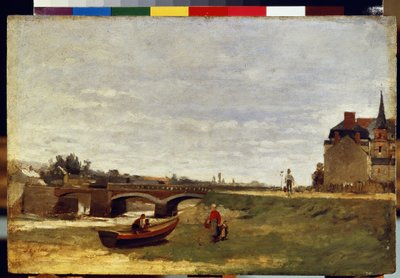 ""Paysage au pont"" (Landskap med en bro) Maleri av Stanislas Lepine (1836-1892) 1870 ca. Dim. 26x39,5 cm Eremitagemuseet, St. Petersburg av Stanislas Victor Edouard Lepine