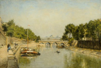 The Banks of the Seine in Spring (olje på lerret) av Stanislas Victor Edouard Lepine