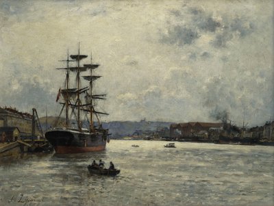 Havnen i Caen; Le Port de Caen, av Stanislas Victor Edouard Lepine