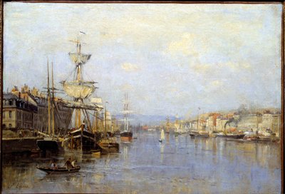 Utsikt over havnen i Rouen Maleri av Stanislas Lepine (1835-1892) Reims fra 1800-tallet, Musee des Beaux Arts av Stanislas Victor Edouard Lepine