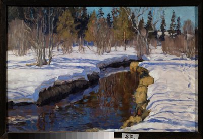 Vinter. Maleri av Stanislav Yulianovich Zhukovsky (Zhukovsky) (1873-1944), olje på lerret av Stanislav Joulianovitch Joukovski