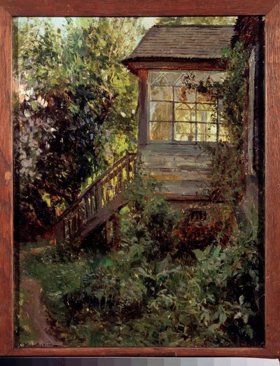 Et landsted. Terrassen. Maleri av Stanislav Yulianovich Zhukovsky (Zhukovsky) (1873-1944), olje på lerret. Russisk kunst, slutten av det 19.-20. århundre. Statens Tretyakov-galleri, Moskva. av Stanislav Joulianovitch Joukovski