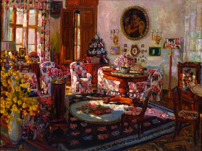 Interiør i herregården Brasovo, 1912. av Stanislav Julianovic Zukovskij