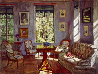 Stuen i herregården Rozhdestveno, 1916 av Stanislav Julianovic Zukovskij