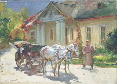 Foran en polsk herregård, ca. 1930 (olje på lerret) av Stanislaw Kaczor-Batowski