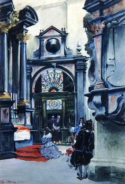 Interiør av katedralen på Wawel av Stanislaw and Kossak Wojciech Tondos