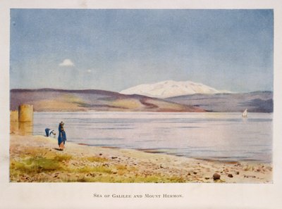 Genesaretsjøen mot Hermon-fjellet (i Syria), Palestina 1906 av Stanley Inchbold