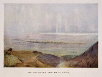 regnet faller over Jeriko og Dødehavet, i Palestina 1906 av Stanley Inchbold