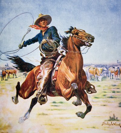 Texas Cowboy (farge litho) av Stanley L. Wood