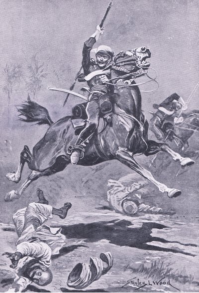 The 9th Lancers at Delhi, 1857, illustrasjon fra British Battles on Land and Sea, 1915 av Stanley L. Wood