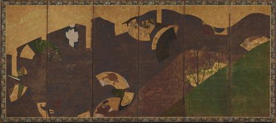 Eføyranker, broer og flytende vifter, Momoyama- eller Edo-perioden, tidlig på 1600-tallet. av Sôtatsu