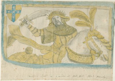 Abbots Bromley - Window Glass at Hall Hill: fargeblyantskisse, nd [?18th cent] av Stebbing Shaw