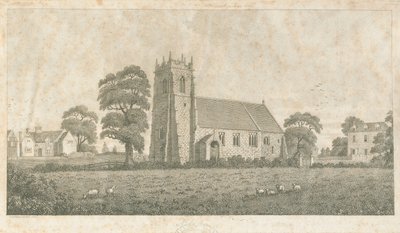 Adbaston Church: linje- og stippelgravering, nd [c 1800] av Stebbing Shaw