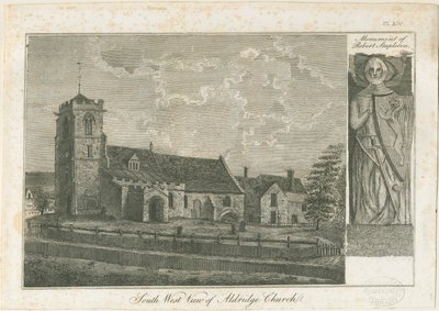Aldridge Church: gravering, nd [1762-1802] av Stebbing Shaw
