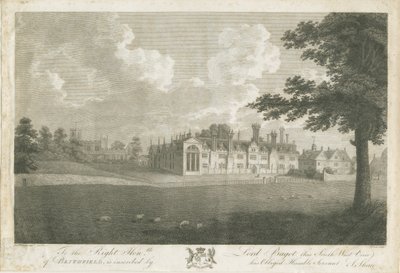 Blithfield Hall: gravering, og [1700-tallet] av Stebbing Shaw